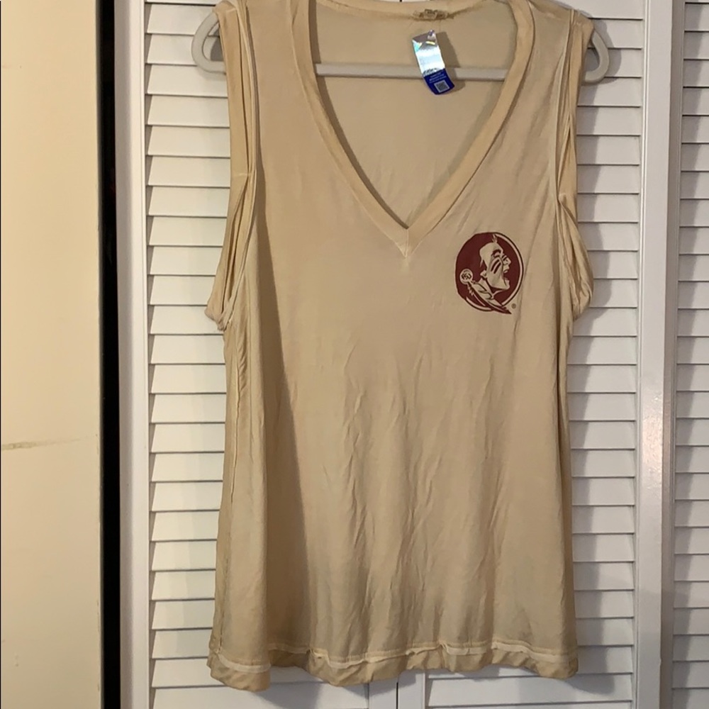 POL Cream Tank Top with Red Graphic